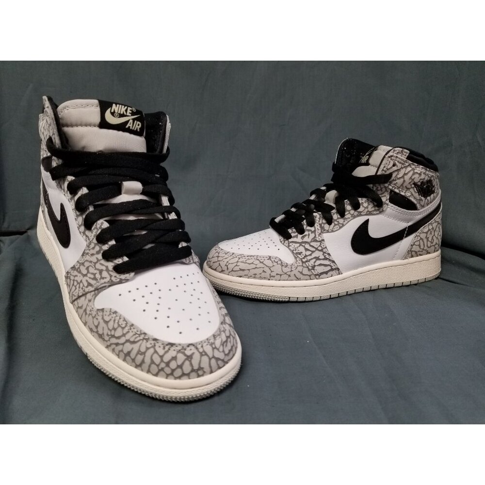 Jordan 1 Retro High OG White Cement (GS) White Size 4.5Y NEW NO BOX! - Picture 1 of 11